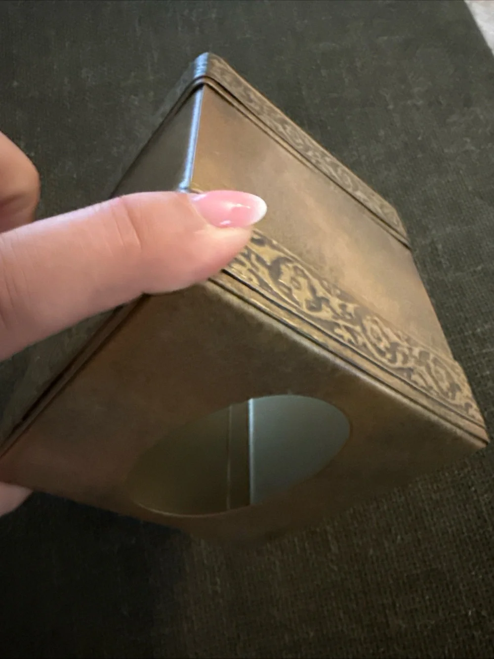 Square Metal Tissue Box Cover in Aged Bronze Finish